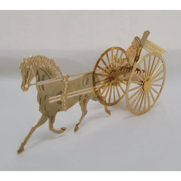 Vintage 1984 Hallmark SANTA SULKY DRIVER Brass Ornament QX436-1 - Picture 9 of 16